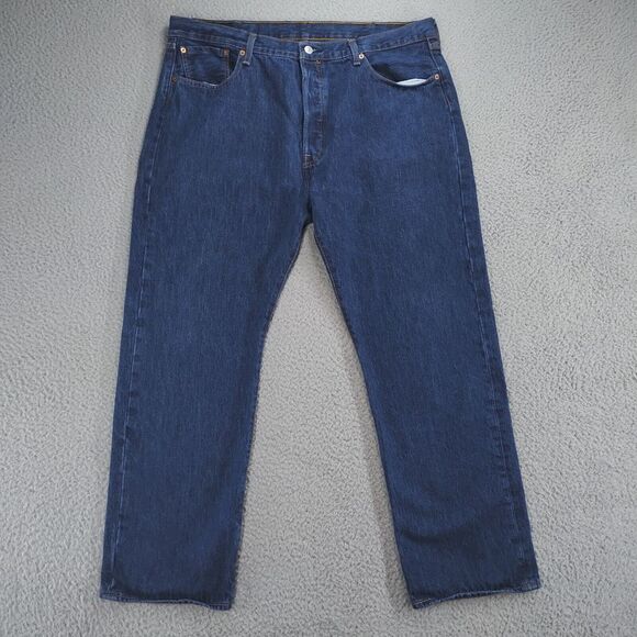 Levi's 501 Jeans Mens 40x30 Blue Denim  Dark Wash Button Fly Red Tab High Rise - Picture 1 of 16